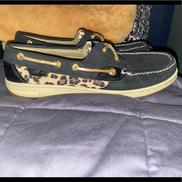 sperry boat shoe: black leopard/cheetah print W9.5 - Picture 2 of 7